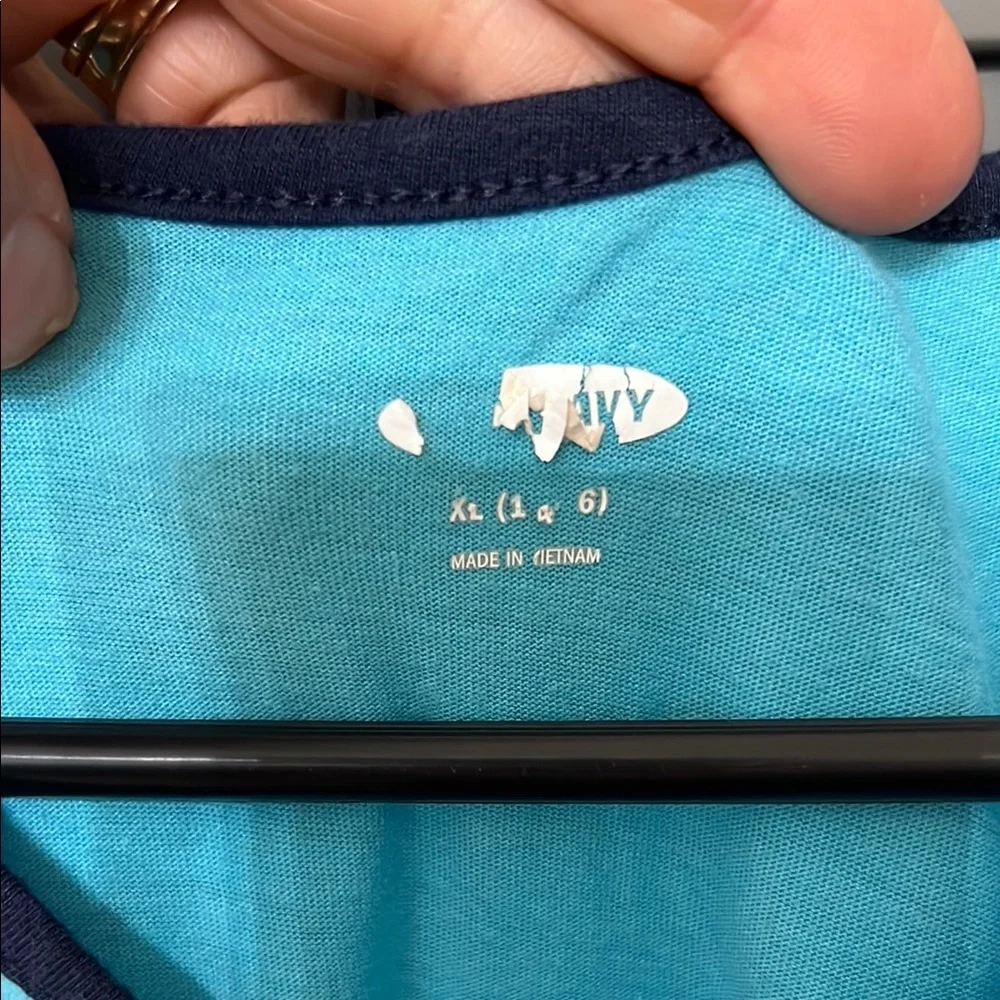 Old Navy Blue Tank Top with Palm Tree Design